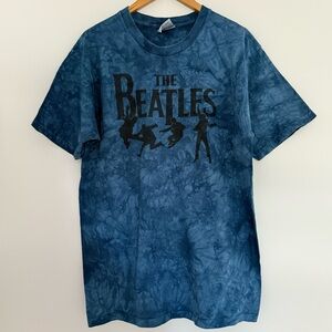 VINTAGE THE BEATLES LIQUID BLUE T-SHIRT MEDIUM